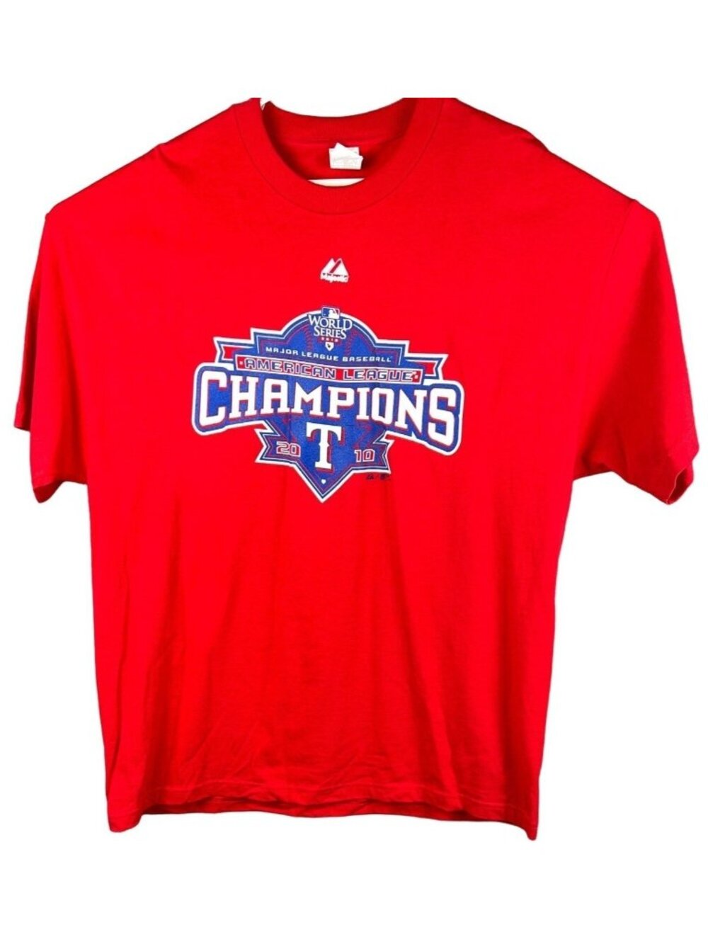 Texas Rangers 2010 American League Champions Red T-Shirt 2XL MLB Majestic